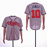 Braves 10 Chipper Jones Gray Cool Base Jersey Sguo,baseball caps,new era cap wholesale,wholesale hats